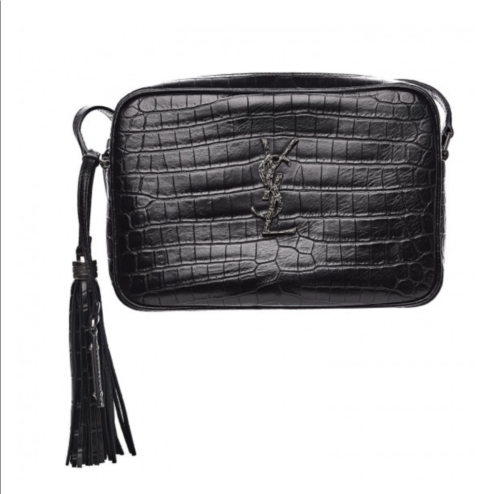 Saint Laurent Lou Camera Crossbody Bag in Crocodile Embossed Leather